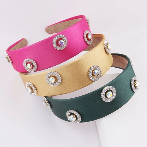 Cerchietto da Donna Elegante in Raso Imbottito con Strass Cangianti Accessorio per Capelli alla Moda per Feste e Viaggi