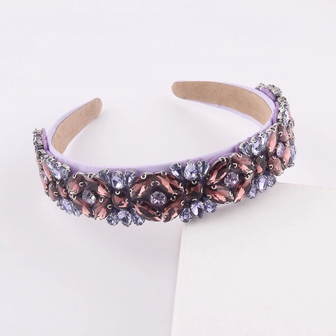 Baroque Luxury Rhinestone Padded Headband For Women Glitter Jewel Wide Velvet Hair Band Fashion Jewelry Accessory For Wedding Party