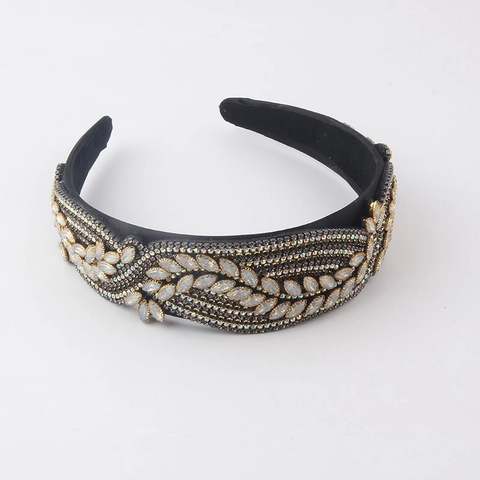 Diadema de Lujo con Diamantes de Imitación Coloridos Estilo Barroco Mujer Diadema Vintage de Tela para Fiesta Accesorio Moda