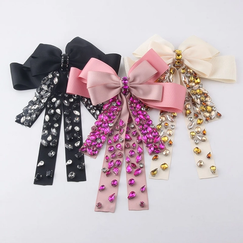 Elegante Fermaglio per Capelli a Fiocco Grande in Nastro Lussuoso Con Strass Clip a Molla Vintage Accessori per Capelli Donna