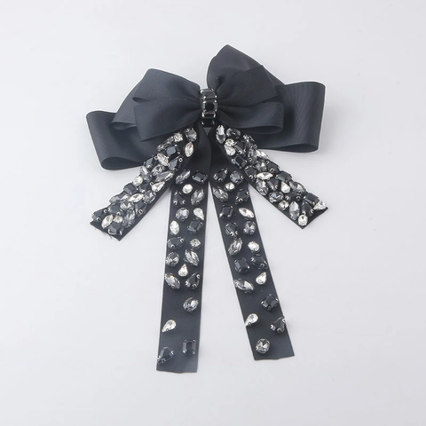 Elegante Fermaglio per Capelli a Fiocco Grande in Nastro Lussuoso Con Strass Clip a Molla Vintage Accessori per Capelli Donna