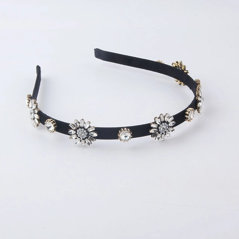 Cerchietto da Donna Elegante con Strass a Fiocco di Neve Cristallo Floreale Avvolto in Tessuto Fascia per Capelli Stile Coreano