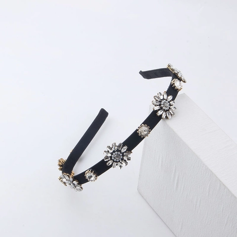 Cerchietto da Donna Elegante con Strass a Fiocco di Neve Cristallo Floreale Avvolto in Tessuto Fascia per Capelli Stile Coreano