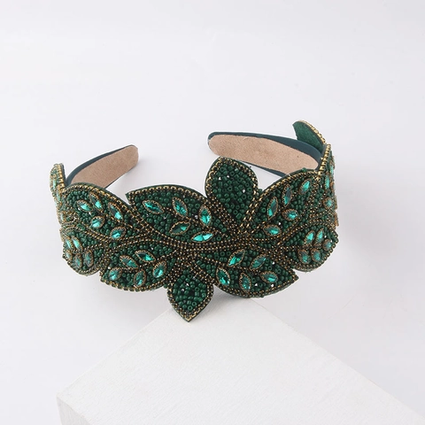 Luxury Baroque Leaf Rhinestone Headband Heavy Beaded Hair Hoop For Women Party Wedding Fashion Hair Accessories Headpiece