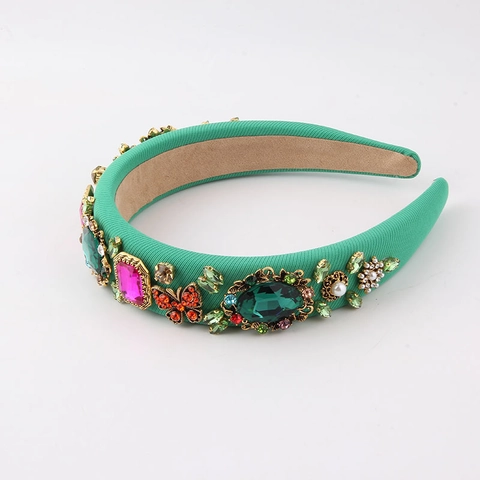 Baroque Padded Headband For Women Retro Luxury Rhinestone Butterfly Artificial Pearl Wide Hair Band Wedding Party Hair Accessories