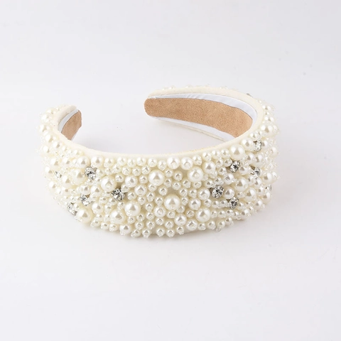 Luxus Breit Gepolsterter Haarreif Für Damen Elegant Künstliche Perle Strass Haarband Vintage Haarschmuck Für Party Hochzeit