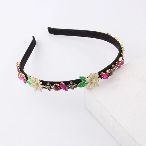 Mode Strass Madeliefje Legering Haarband Dunne Metalen Bloem Kristal Hoofdband Accessoires Voor Vrouwen Feest Bruiloft Sieraden