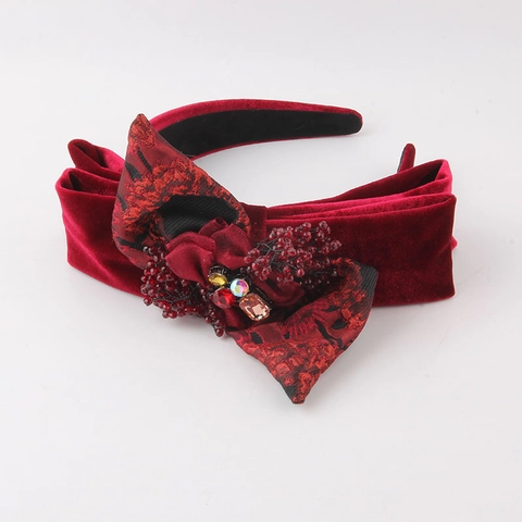 Cerchietto Per Capelli In Velluto Con Fiocco E Strass Vintage Per Donna Cerchietto Per Capelli Con Pietre Preziose Di Lusso