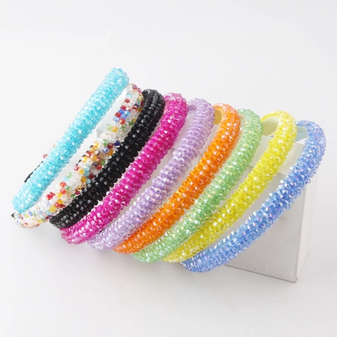 Fashionable Handmade Woven Crystal Beaded Headband Elegant Sparkling Hair Hoop For Women Versatile Daily Party Hair Accessories