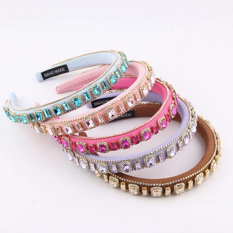 Vintage Baroque Rhinestone Headband For Women Handmade Fabric Padded Crystal Hair Band Fashion Hair Accessories