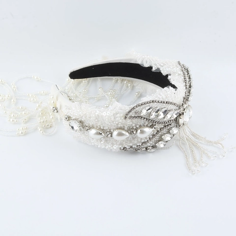 Diadema Barroca de Lujo Mariposa de Strass Con Borlas de Perlas Artificiales de Imitación Accesorios Pelo Boda Vintage de Encaje Para Mujer