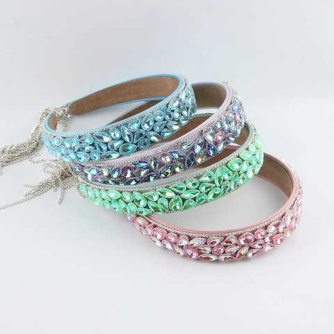 Diadema Barroca de Lujo de Aleación Con Borla de Diamantes de Imitación Banda para el Cabello de Cristal Colorido Incrustado a Mano para Boda Fiesta Mujer Joyería
