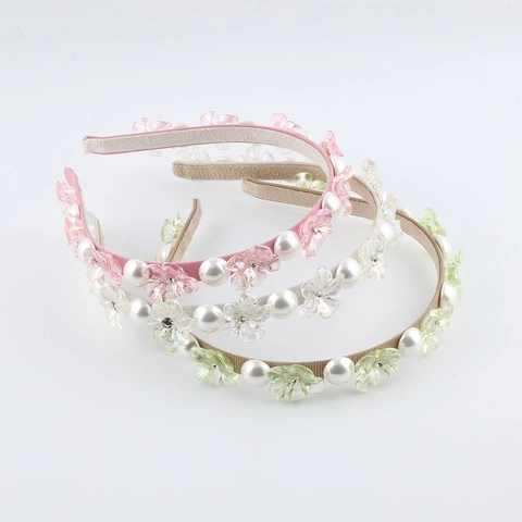Mode Harz Künstliche Perle Blume Strass Haarband Süßes Floral Stirnband Für Damen Mädchen Täglich Haarschmuck
