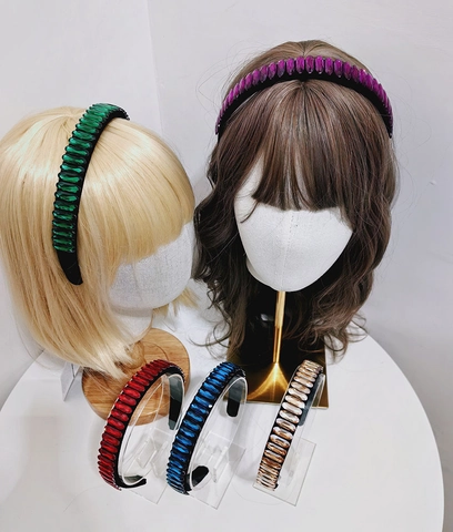 Cerchietto Imbottito in Velluto Vintage di Lusso da Donna con Strass Ovali Colorati Cerchio per Capelli Scintillante Accessori Moda per Matrimonio e Festa