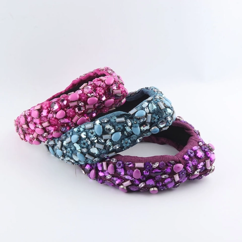 Barock Geknotet Strass Stirnband Damen Breit Gepolstert Haarreif Kristall Perlen Mode Haarschmuck Party Kopfschmuck