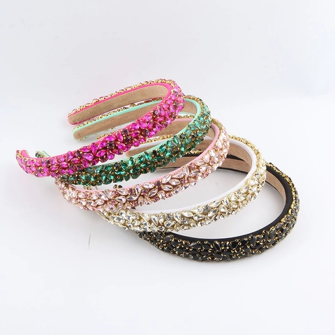 Luxury Rhinestone Padded Headband For Women Mixed Materials Full Crystal Sponge Hairband Fashion Glitter Party Hair Accessories