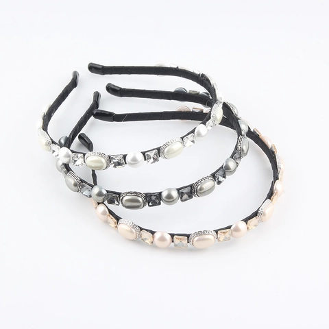 Cerchietto in Lega Stile Vintage Francese con Perle Artificiali e Strass Elegante Fascia per Capelli per Donna Matrimonio Festa Accessori