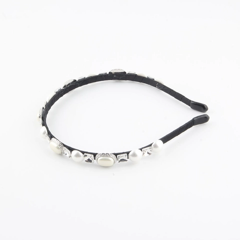Cerchietto in Lega Stile Vintage Francese con Perle Artificiali e Strass Elegante Fascia per Capelli per Donna Matrimonio Festa Accessori