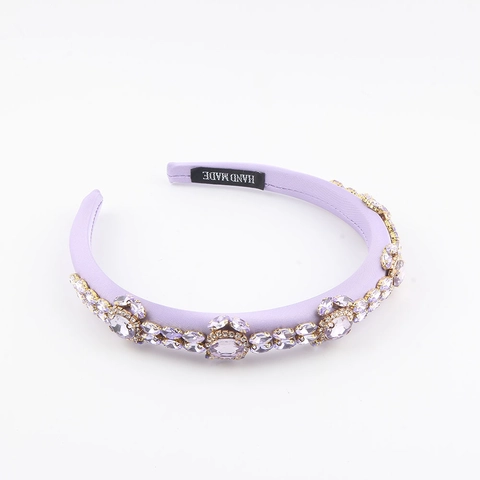 Cerchietto Imbottito di Lusso con Strass Fatto a Mano per Donna in Satin con Cristalli Colorati Accessori per Capelli Rétro di Lusso