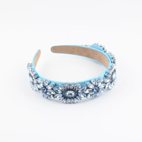 Cerchietto Barocco Vintage Lussuoso con Fiori di Strass Imbottito Bordo Largo Cristallo Tessuto Accessorio per Capelli Matrimonio Banchetto Donna Gioielli