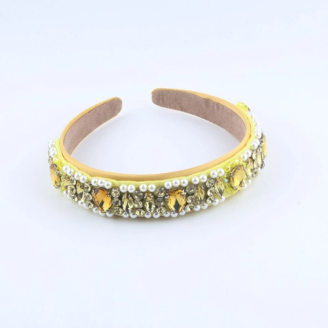 Baroque Luxury Rhinestone Headband For Women Hand-Stitched Artificial Pearl Crystal Jeweled Hair Band Fashion Retro Party Hair Accessories