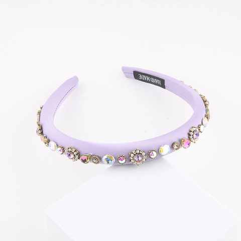 French Vintage Rhinestone Padded Headband For Women Handmade Colorful Crystal Floral Hair Band Elegant Hair Accessory