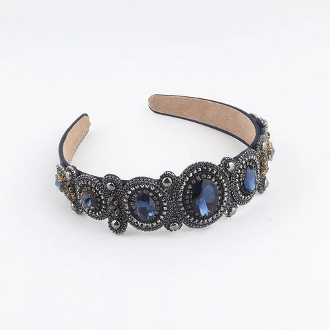 Cerchietto Imbottito con Strass Barocco Vintage Donna Lusso Gemma Artificiale Fascia Capelli per Matrimonio Festa Accessori