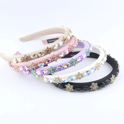 Luxuriöser Gepolsterter Satin Schwamm Haarreif Mit Bunten Strass Blumen Verzierungen Handgefertigtes Haarband Damen Mode Haarschmuck