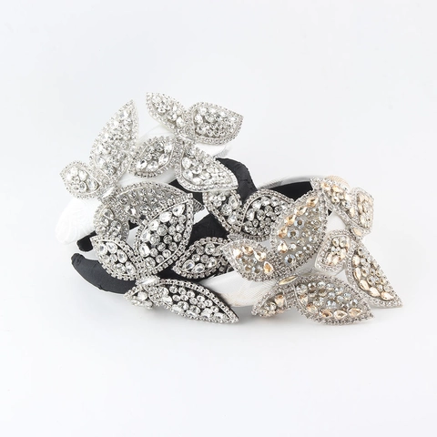 Cerchietto Largo Barocco con Farfalla in Strass per Donna Elegante Cerchietto con Foglie in Lega Luccicanti Accessori Capelli Sposa