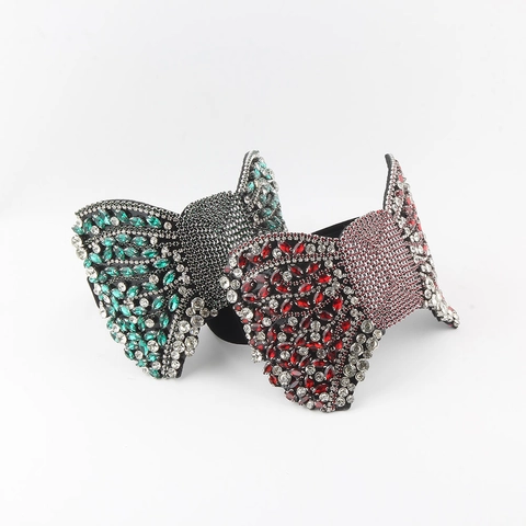 Diadema de Lazo de Strass Barroco para Mujer Tela de Lujo Lleno de Diamantes Aros para el Cabello Acolchados Accesorios para el Cabello de Cristal Brillante para Boda Fiesta