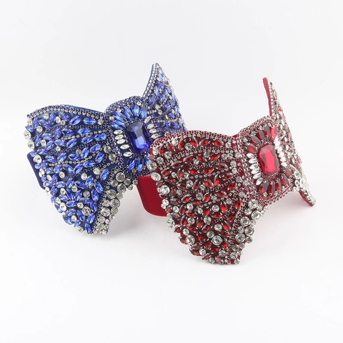 Baroque Luxury Rhinestone Bow Wide Headband For Women Vintage Velvet Padded Hair Hoop Party Wedding Hair Accessories