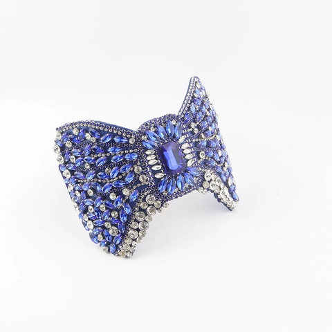 Baroque Luxury Rhinestone Bow Wide Headband For Women Vintage Velvet Padded Hair Hoop Party Wedding Hair Accessories
