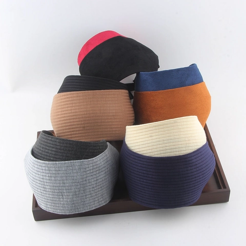 Cerchietto a Costine in Maglia Larga Tinta Unita Fascia per Capelli in Tessuto Scamosciato Retro Sportivo Yoga Copricapo Moda Quotidiana Accessori per Capelli Donna