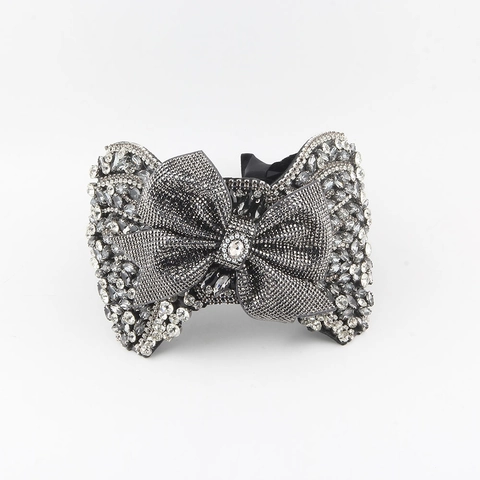 Luxus Eleganter Strass Schleife Stirnband Für Damen Samt Hoher Schädeloberteil Haarschmuck Für Hochzeit Bankett Party Schmuck