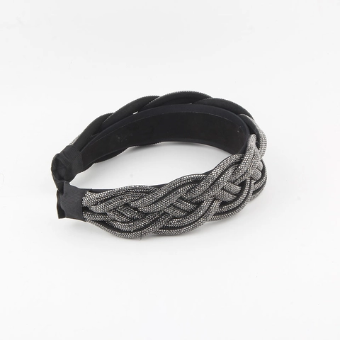 Women Wide Braided Rhinestone Headband Luxury Sparkly Twist Puffy Head Band Fashion Hair Accessories For Wedding Party