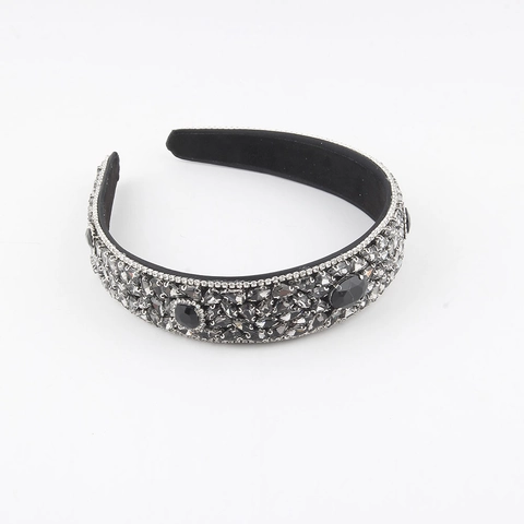Baroque Luxurious Rhinestone Wide Headband Alloy Colorful Crystal Padded Hair Hoop For Women Party Wedding Hair Accessories
