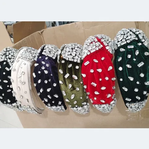 Lussuoso Cerchietto in Satin con Nodo Intrecciato per Donna con Strass Multiforme Intarsiato Cerchietto Imbottito per Matrimonio