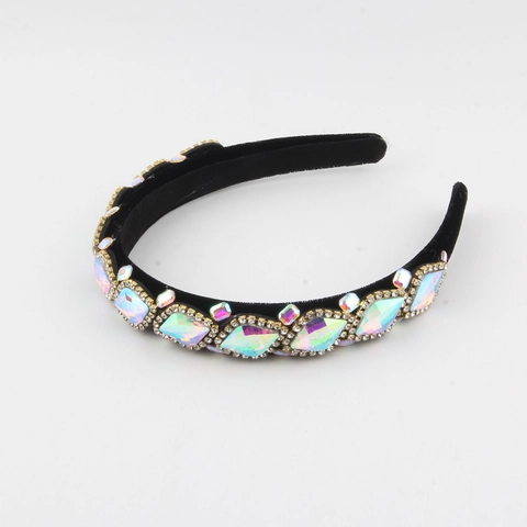 Lussuoso Cerchietto Barocco in Velluto con Strass Vintage Cristallo Colorato Imbottito per Donna Matrimonio Banchetto Festa Accessori per Capelli