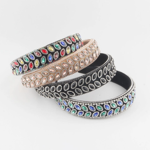 Cerchietto Barocco con Strass e Foglia di Lusso per Donna Fascia per Capelli in Tessuto Vintage Incastonatura Matrimonio Festa Accessori Capelli