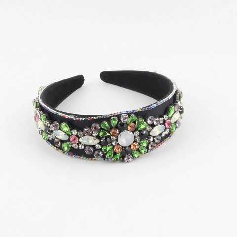Luxurious Retro Rhinestone Padded Headband For Women Heavy Hand-set Pearl Sponge High Top Fabric Wide Hairband Fashion Hair Accessories