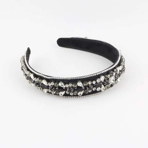 Diadema de Terciopelo Barroco con Strass para Mujer Lujosa Diadema Acolchada de Cristal Elegantes Accesorios de Cabello Vintage para Boda Fiesta