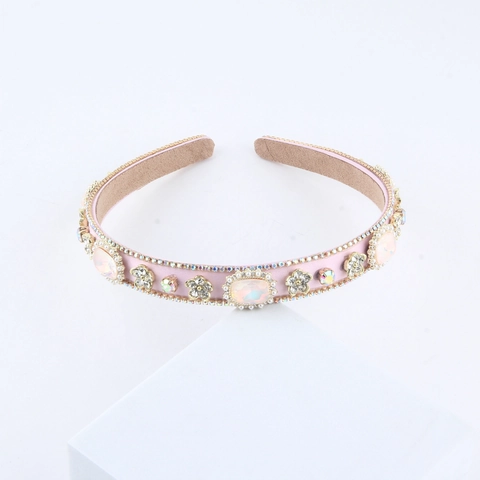 Cerchietto Imbottito in Tessuto di Lusso con Strass e Perle Artificiali Copricapo Barocco Vintage per Donna Festa Matrimonio