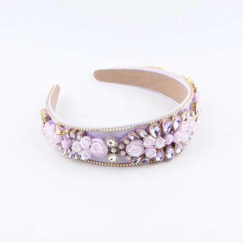 Baroque Padded Headband With Rhinestones And Artificial Pearls Vintage Velvet Satin Hair Band For Women Fashion Hair Accessories