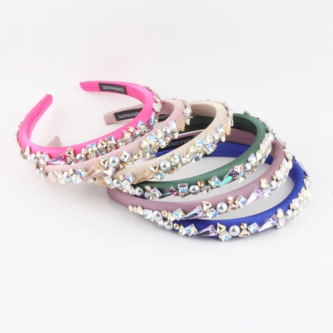 Barock Luxus Strass Kunstperle Stoff Stirnband Für Damen Handgefertigtes Perlen Haarreif Mode Kopfschmuck Party Haarschmuck