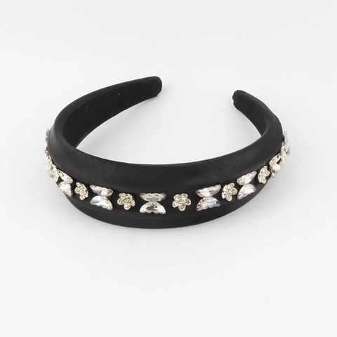 Mode Gepolstertes Satin Haarband Mit Schmetterling Blume Strass Eingelegt Breiter Haarreif Elegant Süß Damen Haarschmuck