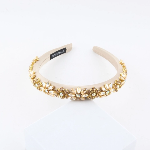 Cerchietto Barocco con Fiori di Strass per Donna Vintage Lussuoso in Raso e Cristalli Fatto a Mano Gioielli per Capelli