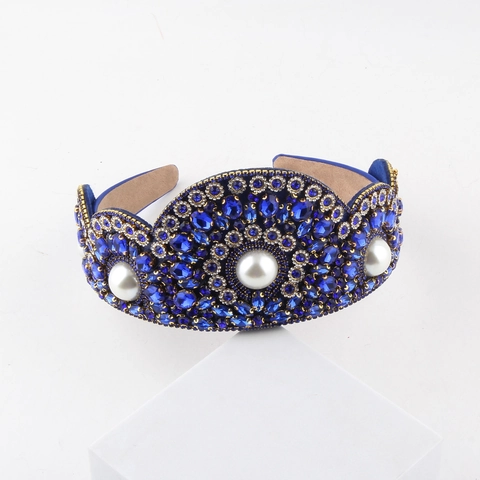 Diadema de Lujo con Diamantes de Imitación y Perlas Artificiales Estilo Palacio Vintage Tocado para Mujer Fiesta Boda Accesorios para el Cabello