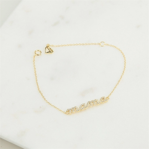 Pulsera Collar de Cobre Bañado en Oro 14K Letras Mama Circonia Moda Personalizada Colgante Corazón Joyería para Mujer Regalo Día de la Madre