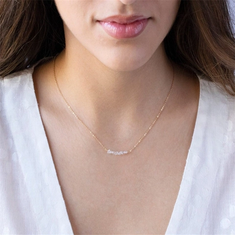 Minimalist 14K Gold Plated Copper Necklace Natural White Crystal Raw Stone Irregular Quartz Pendant Necklace For Women Jewelry