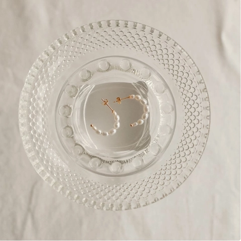 Französisch Vintage C-Form Süßwasserperlen Ohrringe Mit Silber Ohrstecker Stift Gold Plattiert Kupfer Damen Schmuck